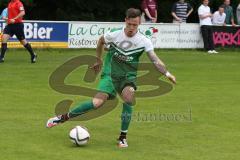Landesliga 2015/16 - Relegation - SV Manching - SC Kirchheim - Daniel Schachtner grün Manching mit der Flanke zum 1:0 Führungstreffer - Foto: Jürgen Meyer