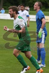 Landesliga 2015/16 - Relegation - SV Manching - SC Kirchheim - Der 1:0 Führungstreffer durch Maritato Claudio grün Manching - Tor - Jubel - Franz Michael Torwart Kirchheim - Foto: Jürgen Meyer