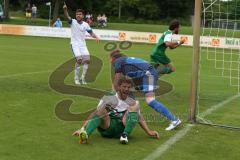 Landesliga 2015/16 - Relegation - SV Manching - SC Kirchheim - Der 1:0 Führungstreffer durch Maritato Claudio grün Manching - Tor - Jubel - Franz Michael Torwart Kirchheim - Foto: Jürgen Meyer