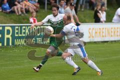 Landesliga 2015/16 - Relegation - SV Manching - SC Kirchheim - Geyer Christopher grün Manching - Martin Eugen weiß Kirchheim - Foto: Jürgen Meyer