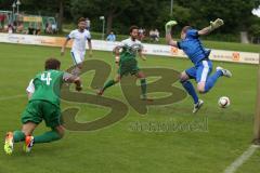 Landesliga 2015/16 - Relegation - SV Manching - SC Kirchheim - Der 1:0 Führungstreffer durch Maritato Claudio grün Manching - Tor - Jubel - Franz Michael Torwart Kirchheim - Foto: Jürgen Meyer