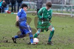 SV Manching (U15) - TSV Oberhaunstadt- Labinot Mulnaki (blau Oberhaunstadt) - Baran Takir (grün Manching) - Foto: Jürgen Meyer
