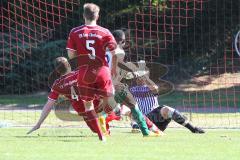 Fußball Bezirksliga - TSV Baar/Ebenhausen - TSV Erding -  Alexander Mack #4 rot Baar/Ebenhausen - Nico Kreitmayr #5 rot Baar/Ebenhausen - Alexander Mack #4 rot Baar/Ebenhausen - Yusuph Badmus #12 - Manuel Kirner Torwart Baar/Ebenhausen - Foto: Jürgen Meye