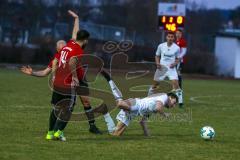 Kreisliga 1 - Saison 2017/2018 - TSV Gaimersheim - DJK Ingolstadt - Tobias Rammler rot DJK Ingolstadt foult Dennis Huettinger weiss Gaimersheim - Foto: Meyer Jürgen