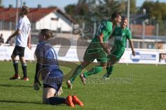 Kreisliga 1 - Saison 2020/2021 - TSV Gaimersheim  - TSV Hohenwart - Nicolea Nechita grün Gaimersheim mit dem 2:2 Ausgleichstreffer - Alexander Bäuerle Torwart Hohenwart - Foto: Meyer Jürgen