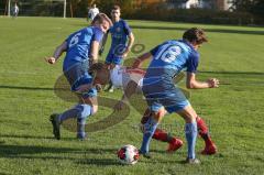 Liga Pokal Kreisliga  - TSV Ober/Unterhaunstadt - SV Kasing -  Nikita Müller weiss Kasing - Simon Bellinghausen #6 blau Oberhaunstadt - Yannick Zühlke #18 Ober/Unterhaunstadt - Foto: Jürgen Meyer