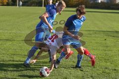 Liga Pokal Kreisliga  - TSV Ober/Unterhaunstadt - SV Kasing -  Nikita Müller weiss Kasing - Simon Bellinghausen #6 blau Oberhaunstadt - Yannick Zühlke #18 Ober/Unterhaunstadt - Foto: Jürgen Meyer