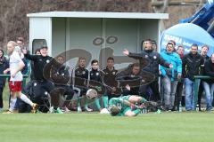 BzL Niederbayern West - Saison 2016/17 -  TV Aiglsbach - FC Ergolding - Tobias Giebl links Aiglsbach - Gaydarov, Peter Trainer Aiglsbach rechts mit der Entscheidung des Schiedsrichter nicht einverstanden -  Foto: Jürgen Meyer