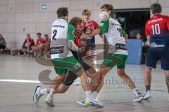 Handball - Bezirksliga - Saison 2026/27 - HC Donau/Paar - TSV Gaimersheim - Schweiger Tim #2 Gaimersheim - Hirschberger Niklas #19 Gaimersheim  - Graßhof Daniel rot HC Donau/Paar -  Foto: Meyer Jürgen