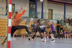 Bezirksoberliga Frauen- Saison 2026/27 - HC Donau/Paar- SpVgg Altenerding - Müller Katharina weiss HC Donau/Paar  - Alston Nikayla lila Altenerding links - Obermair Hanna TW Altenerding - Foto: Meyer Jürgen
