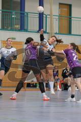 Bezirksoberliga Frauen- Saison 2026/27 - HC Donau/Paar- SpVgg Altenerding - Müller Katharina weiss HC Donau/Paar  - Alston Nikayla lila Altenerding links - Obermair Hanna TW Altenerding - Foto: Meyer Jürgen