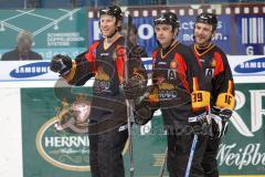 Inline Hockey-WM in Ingolstadt - Deutschland - Slowakei - Torjubel, Thomas Greilinger rechts Patrick Reimer