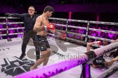 Gladiator Fightnight 2025 -  Festsaal Stadttheater Ingolstadt; WKU Weltmeisterschaft bis 81 kg: Joilton Lutterbach vs. Renato Ferrara. Sieger Lutterbach durch Abbruch