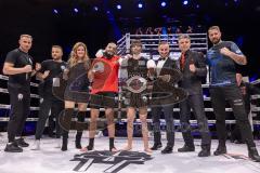 Gladiator Fight Night 6; Festsaal Ingolstadt; Deutsche Meisterschaft Mittelgewicht K1 WKU; Albijon Morina gegen Amin Farmi (mit Bart). Morina gewinnt nach Punkten