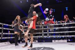 Gladiator Fight Night 6; Festsaal Ingolstadt; Deutsche Meisterschaft Mittelgewicht K1 WKU; Albijon Morina gegen Amin Farmi (mit Bart). Morina gewinnt nach Punkten