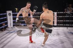 Gladiator Fight Night 2022; Saturn Arena Ingolstadt; Kickboxen, Finale Turnier um die Krone, links Lukas Achterberg und Joilton Peregrino