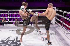 Gladiator Fight Night 6; Festsaal Ingolstadt; Deutsche Meisterschaft Mittelgewicht K1 WKU; Albijon Morina gegen Amin Farmi (mit Bart). Morina gewinnt nach Punkten