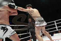 Gladiator Fightnight 3 - K1 Kickboxen - Weltmeisterschaft, Männer bis 83 kg, Avdili Burhan (Ingolstadt, weiß-orange Hose) gegen David Meduna (Tschechien, weiße Hose), Sieger KO 4. Runde Burhan Avdili