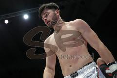 Gladiator Fightnight 3 - K1 Kickboxen - Weltmeisterschaft, Männer bis 83 kg, Avdili Burhan (Ingolstadt, weiß-orange Hose) gegen David Meduna (Tschechien, weiße Hose), Sieger KO 4. Runde Burhan Avdili