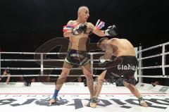 Gladiator Fightnight 3 - K1 Kickboxen - Deutsche Meisterschaft, Männer bis 70 kg, Egzon Gashi (Ingolstadt, schwarze Hose) gegen Murat Inan (Überlingen, schwarz-grüne Hose), Sieger Abbruch 3. Runde Murat Inan