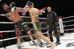 Gladiator Fightnight 3 - K1 Kickboxen - Deutsche Meisterschaft, Männer bis 70 kg, Egzon Gashi (Ingolstadt, schwarze Hose) gegen Murat Inan (Überlingen, schwarz-grüne Hose), Sieger Abbruch 3. Runde Murat Inan