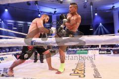 Stekos Fight Night - Postpalast - Kickboxen - Boxen - K1 - WKU Weltmeisterschaft Thaiboxen - Titelverteidiger Dardan David Morina (GER) weisse Handschuhe gegen Kamon Chetphaophan (THA), schwarze Handschuhe, Sieger Morina