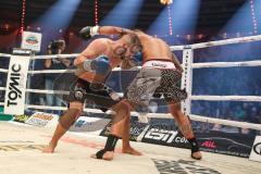 Stekos Fight Night 2018 - Kickboxen - Weltmeisterschaft - WKU Weltmeisterschaft Thaiboxen bis 76 kg, David Dardan Morina (GER) gegen Christian Guiderdone (ITA), Punktsieger Morina, Dardan Morina schwarze Hose