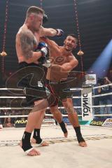 Stekos Fight Night 2018 - Kickboxen - Weltmeisterschaft - Thaiboxen, WKU Verband, bis 95 kg, Michael Smilok (GER) gegen Herausforderer Enver Sljiver (SUI), Sieger durch KO Michael Smolik, Michael Smolik links