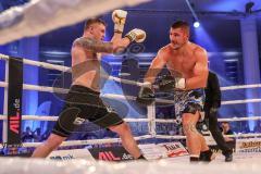 Stekos Fight Night - Postpalast - Kickboxen - Boxen - K1 - WKU WM - Thaiboxen - Michale Smolik (GER) weisse Handschuhe gegen Enver Sljivar (SUI), Sieger Smolik