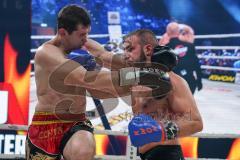 Steko´s Fight Night - WKU Weltmeisterschaft - K1, bis 76 Kg, Titelverteidiger Dardan Morina (Ingolstadt, schwarze Hose) gegen Vladimir Konsky (SVK, schwarz-rote Hose), Sieger Dardan Morina nach Punkten