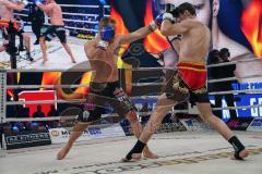 Steko´s Fight Night - WKU Weltmeisterschaft - K1, bis 76 Kg, Titelverteidiger Dardan Morina (Ingolstadt, schwarze Hose) gegen Vladimir Konsky (SVK, schwarz-rote Hose), Sieger Dardan Morina nach Punkten