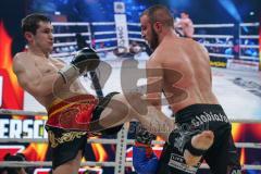 Steko´s Fight Night - WKU Weltmeisterschaft - K1, bis 76 Kg, Titelverteidiger Dardan Morina (Ingolstadt, schwarze Hose) gegen Vladimir Konsky (SVK, schwarz-rote Hose), Sieger Dardan Morina nach Punkten