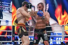 Steko´s Fight Night - WKU Weltmeisterschaft - K1, bis 76 Kg, Titelverteidiger Dardan Morina (Ingolstadt, schwarze Hose) gegen Vladimir Konsky (SVK, schwarz-rote Hose), Sieger Dardan Morina nach Punkten