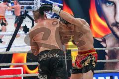 Steko´s Fight Night - WKU Weltmeisterschaft - K1, bis 76 Kg, Titelverteidiger Dardan Morina (Ingolstadt, schwarze Hose) gegen Vladimir Konsky (SVK, schwarz-rote Hose), Sieger Dardan Morina nach Punkten