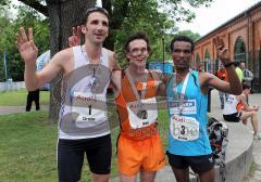 Halbmarathon Ingolstadt 2011 - von links, Christain Dirscherl, Heiko Middelhof und Gemechu Arasa