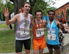 Halbmarathon Ingolstadt 2011 - von links, Christain Dirscherl, Heiko Middelhof und Gemechu Arasa