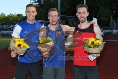 Leichtathletik - Hochsprung MeetIN Ingolstadt - von links 2. Torben Laidig (WGL Schwäbisch Hall), 1 . Dominik Gaul (VfL Sindelfingen),  3. Jakob Köhler Baumann