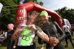 Triathlon Ingolstadt 2015 - Baggersee - Vor dem Start der Sprint Distanz - Pulsuhr Check