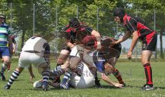 Rugby - Bayerische Meisterschaft in Ingolstadt - rot-schwarz Ingolstadt Baboons, weiss RTF München