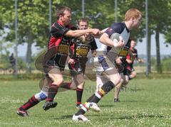 Rugby - Bayerische Meisterschaft in Ingolstadt - rot-schwarz Ingolstadt Baboons, weiss RTF München