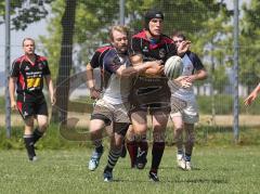 Rugby - Bayerische Meisterschaft in Ingolstadt - rot-schwarz Ingolstadt Baboons, weiss RTF München