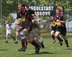 Rugby - Bayerische Meisterschaft in Ingolstadt - rot-schwarz Ingolstadt Baboons, weiss RTF München