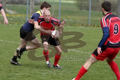 Rugby - Ingolstadt Baboons - Bamberg - Tobias Skrodzki rot Baboons Ingolstadt am Ball - Oliver Barth #9 Ingolstadt Baboons - Foto: Jürgen Meyer