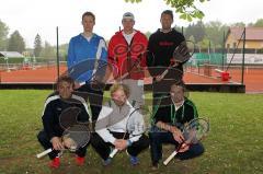 Tennis DRC Ingolstadt gegen TG Neunkirchen Mannschaftsfoto DRC Ingolstadt von Links stehend Johannes Kross Rafael Götz Stefan Minichberger knieend links nach rechts Radek Pivonka Benjamin Benedikter Martin Schneiderbauer Foto: Jürgen Meyer