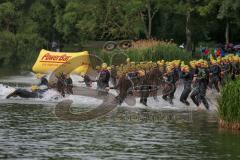 Triathlon Ingolstadt 2016 - Baggersee Ingolstadt - Start Mitteldistanz Konzentration, Schwimmen 2 KM