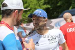 Triathlon Ingolstadt 2019 - Prominenter Besuch, Patrick Lange Iron-Man Sieger im Gespräch mit Sebastian Mahr