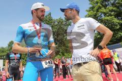 Triathlon Ingolstadt 2019 - Prominenter Besuch, Patrick Lange Iron-Man Sieger im Gespräch mit Sebastian Mahr