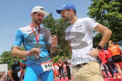 Triathlon Ingolstadt 2019 - Prominenter Besuch, Patrick Lange Iron-Man Sieger im Gespräch mit Sebastian Mahr