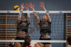 Bayernliga - Volleyball Frauen - Saison 2026/27 - MTV Ingolstadt - Niederviehbach  - Londra Giulia schwarz MTV Ing links - Schupritt Sophia schwarz MTV Ing rechst - Foto: Meyer Jürgen