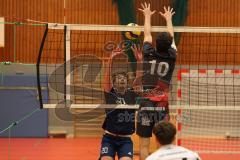 2023_11_25 - Landesliga - Saison 2023/24 - Volleyball - TV 1861 Ingolstadt - TSV Haunstetten -  - Duzak Niklas #20 Ingolstadt - Schmidrkarl Jochen #10 Haunstetten - Foto: Meyer Jürgen